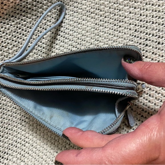 Coach Brown and Blue Two Compartment Wristlet - Picture 3 of 8